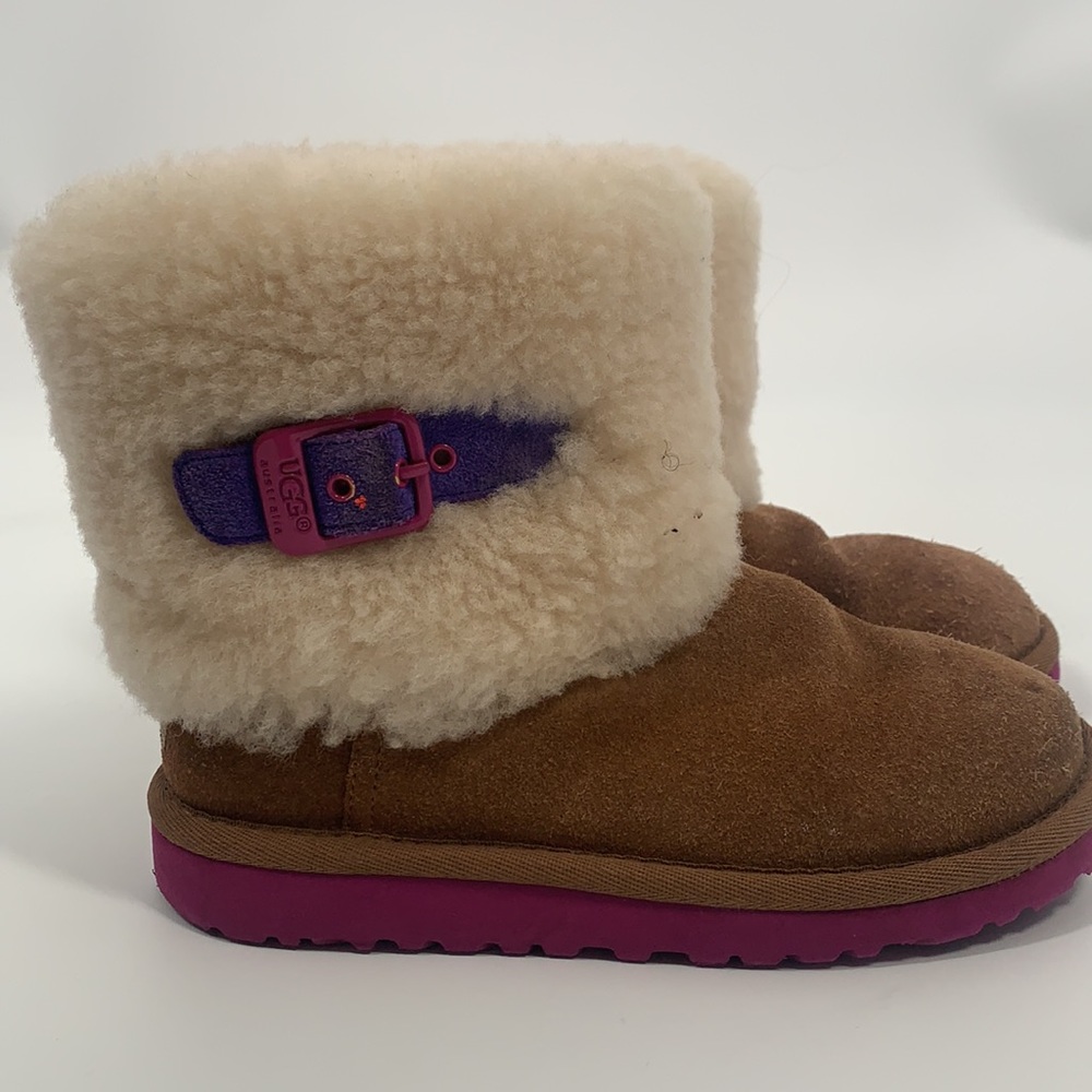 UGG ellee boots youth round toe suede sheepskin leather 1.5